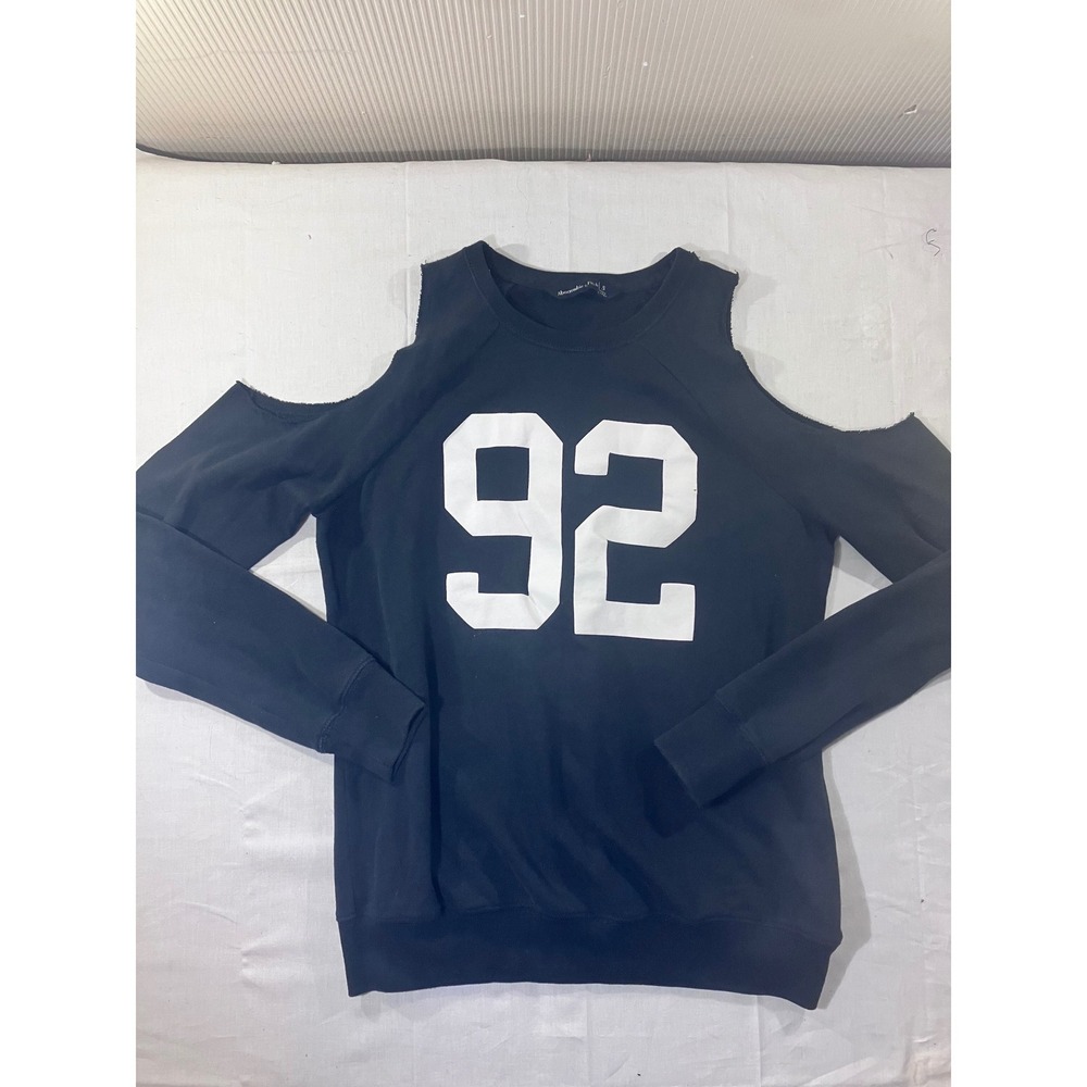 Abercrombie Fitch Black Sweatshirt 26 Graphic Crew Long Sleeve Women's Size S